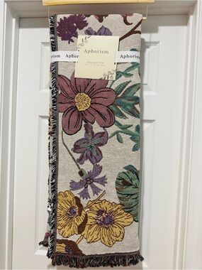 APHORISM  Floral Woven  Decorative Throw With Fringe - 50"x70"